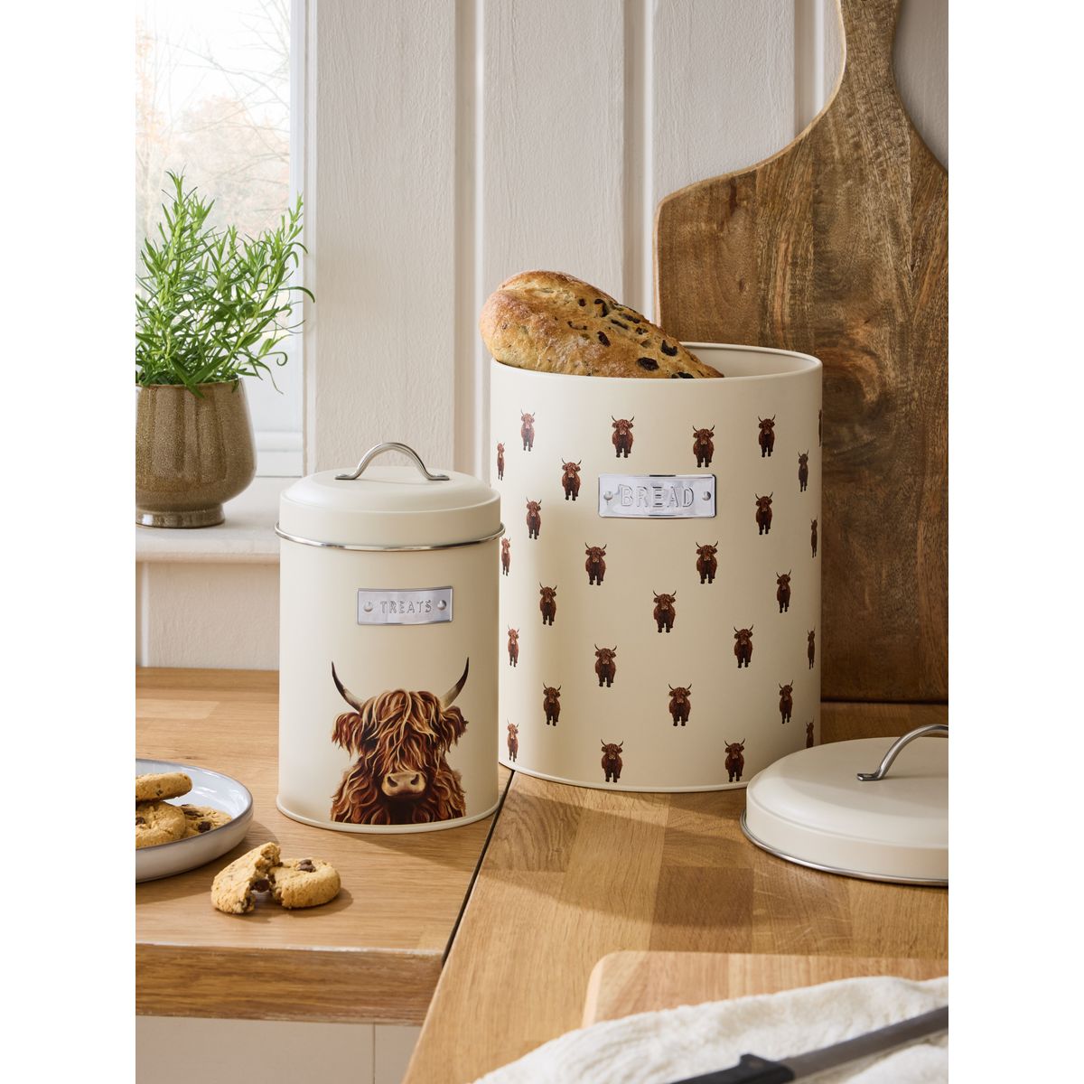 Boîte à pain et bocal friandises, lot de 2 crème, NEXT
