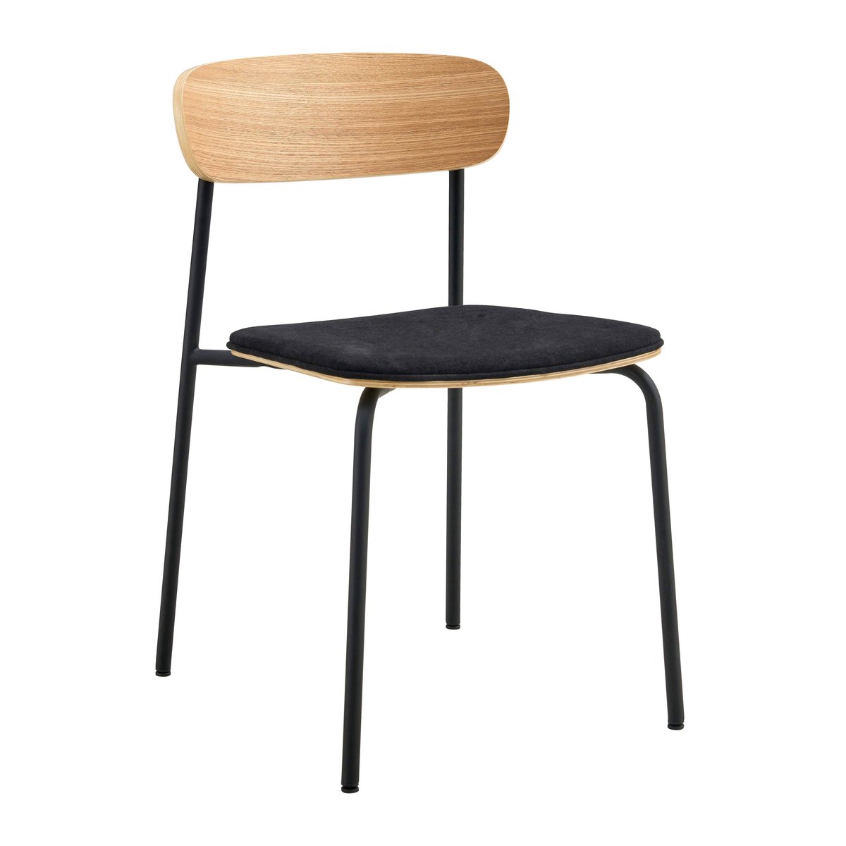 Lot de 2 chaises en métal, bois et tissu, LEXY noir, OVIALA