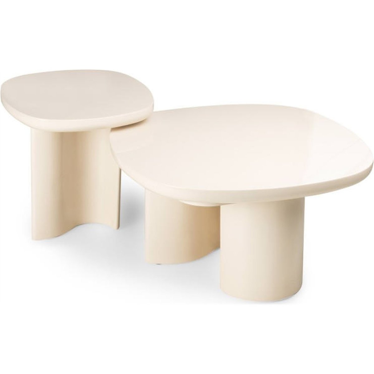 Table d'appoint en bois PUREL beige clair brillant, RECOLLECTION