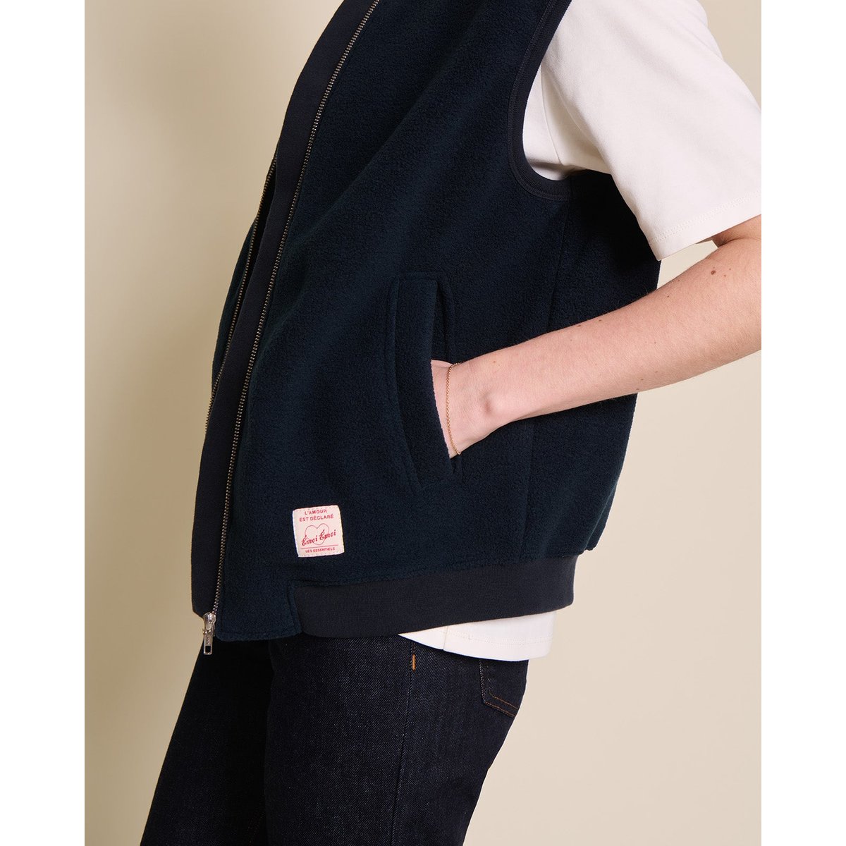 Veste sans manche en polaire recyclée bleu - bleu nuit, EMOI EMOI