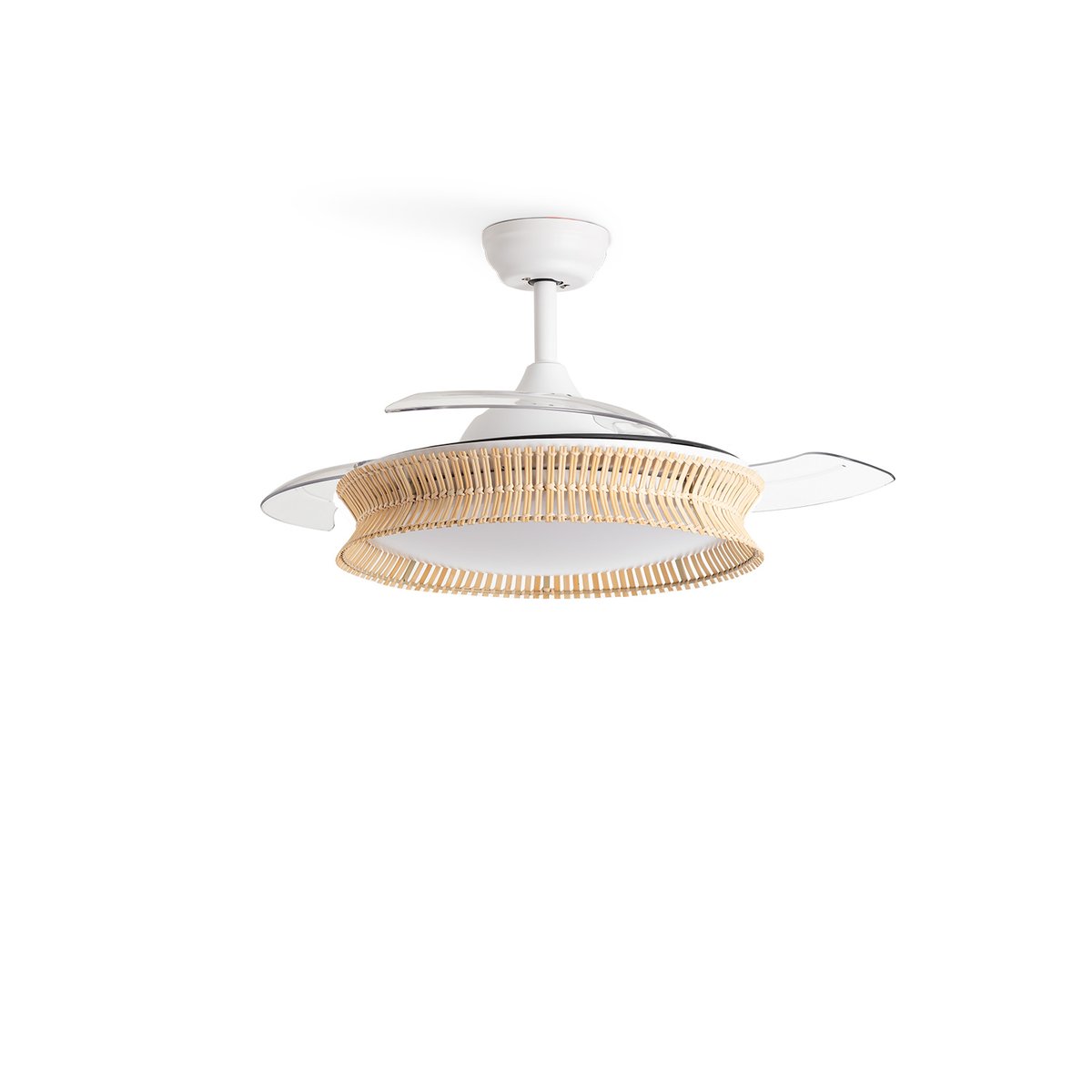 Ventilateur plafondsilencieux40 avec eclaraige avec Wi-Fi WIND CLEAR RATTAN blanc/nœud, CREATE