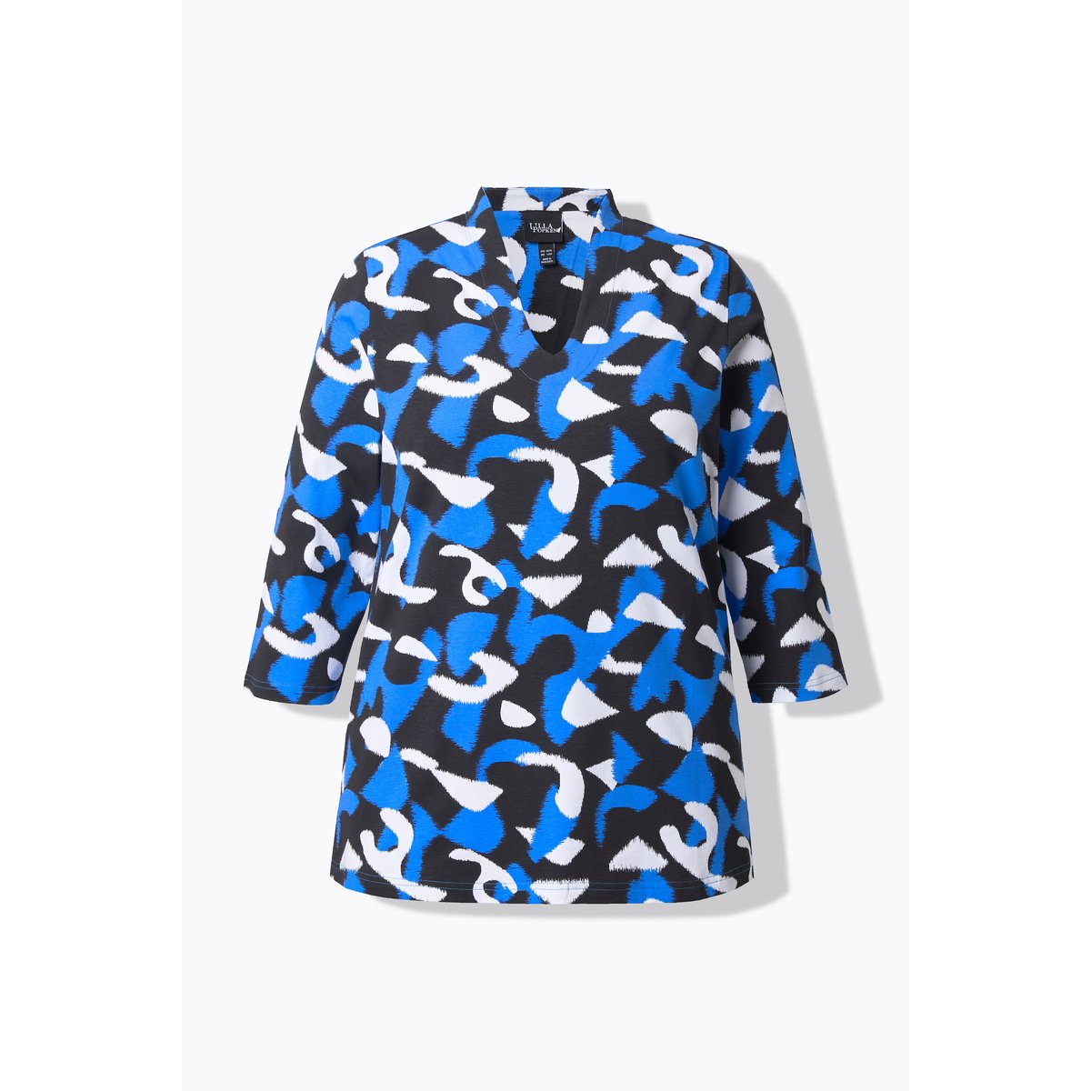 T-shirt à col calice et manches 3/4 bleu roi, ULLA POPKEN