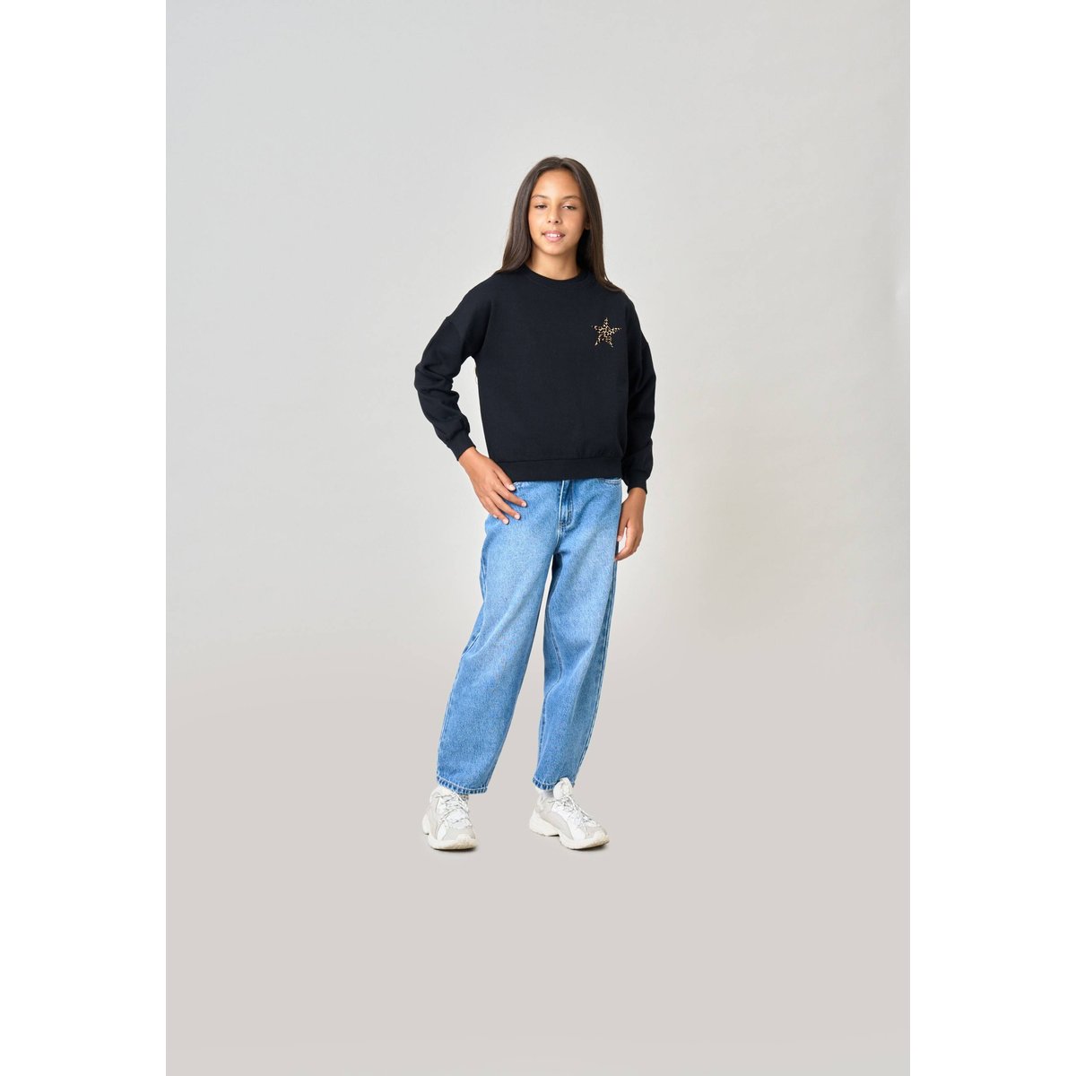 Sweat fille imprimé étoile léopard LEOSTAR black, DEELUXE