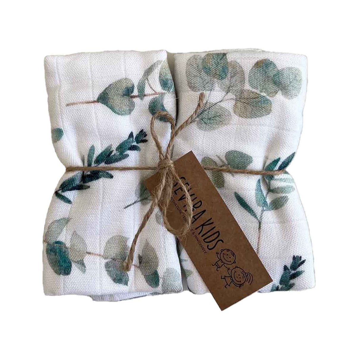 Lot de 2 langes en bambou aloe vera EUCALYPTUS eucalyptus, vert, gris, SEVIRA KIDS