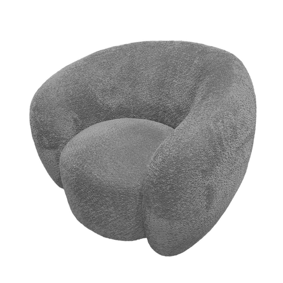 Fauteuil rotatif en tissu bouclette - MOON gris éléphant, MATHI DESIGN
