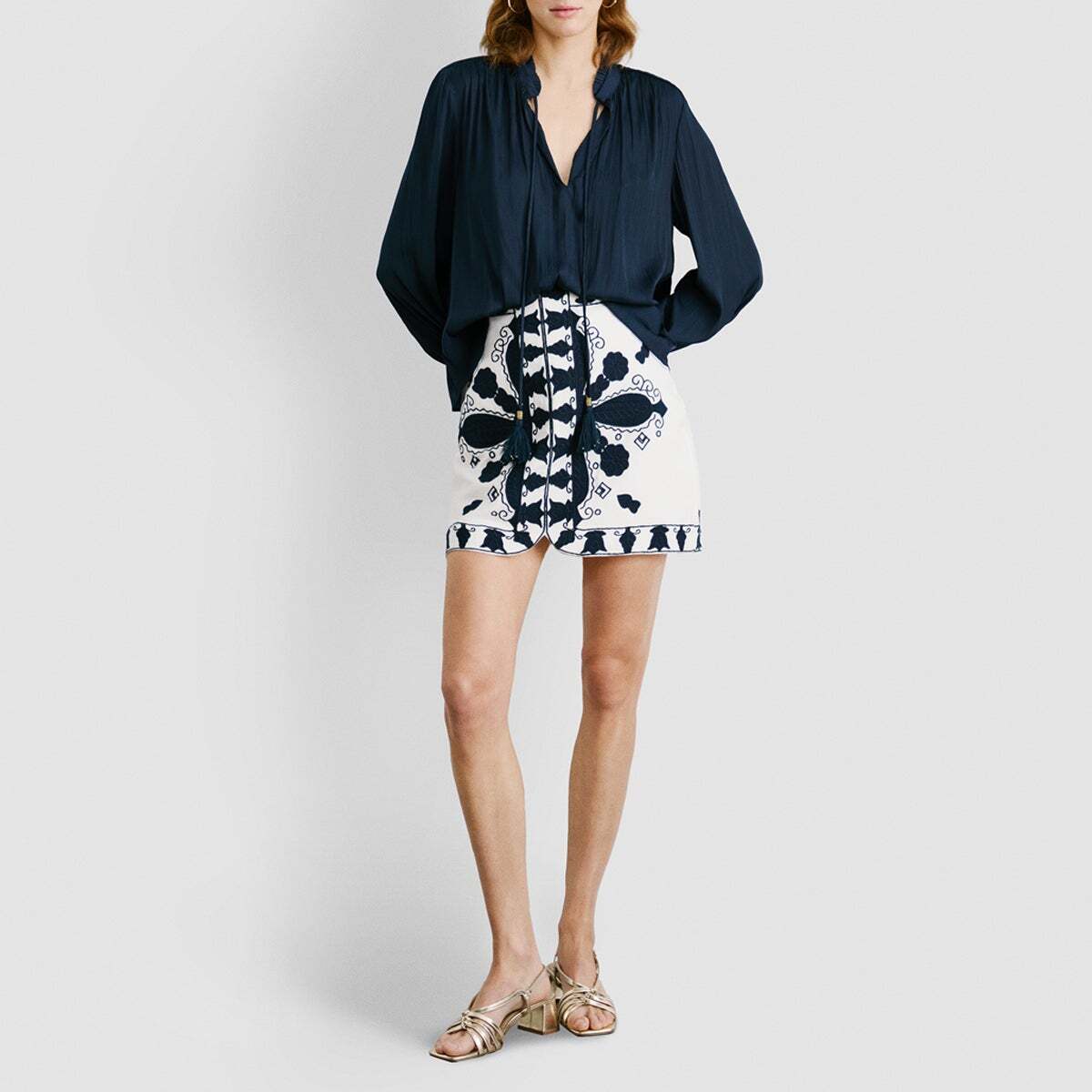 Jupe Courte Avec Broderie blanche mousse, PEPE JEANS