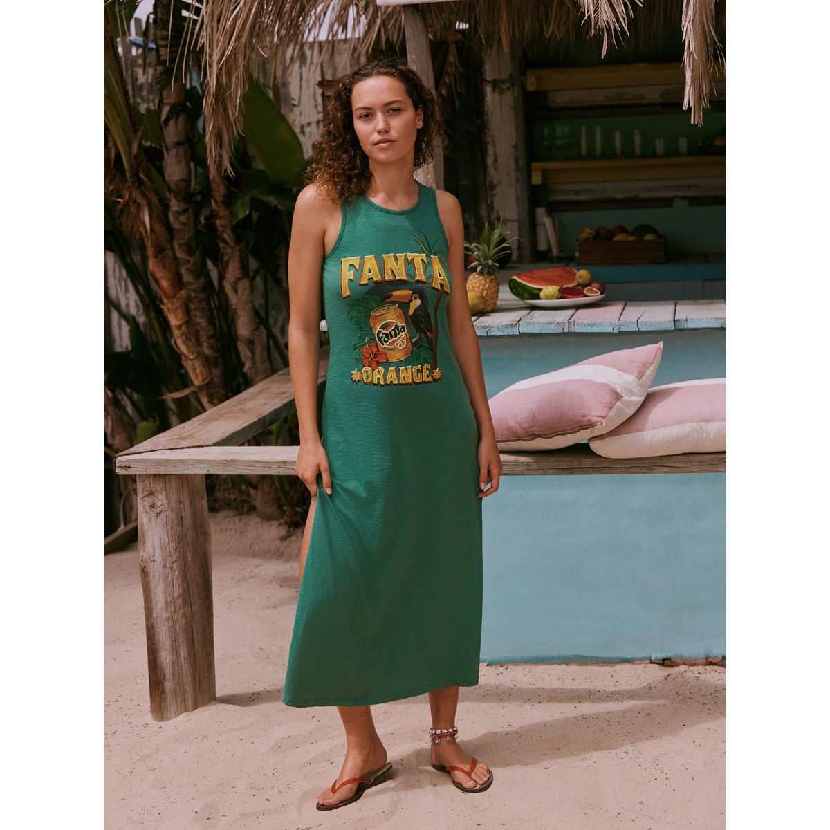 Robe midi en jersey sans manches fanta vert, NEXT
