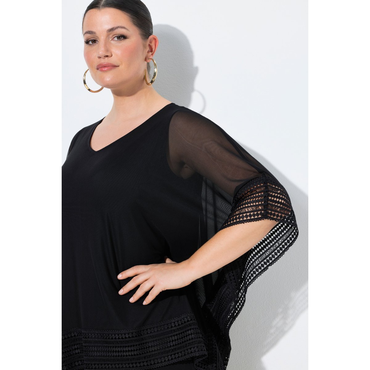 Chemisier oversize en tulle noir, ULLA POPKEN