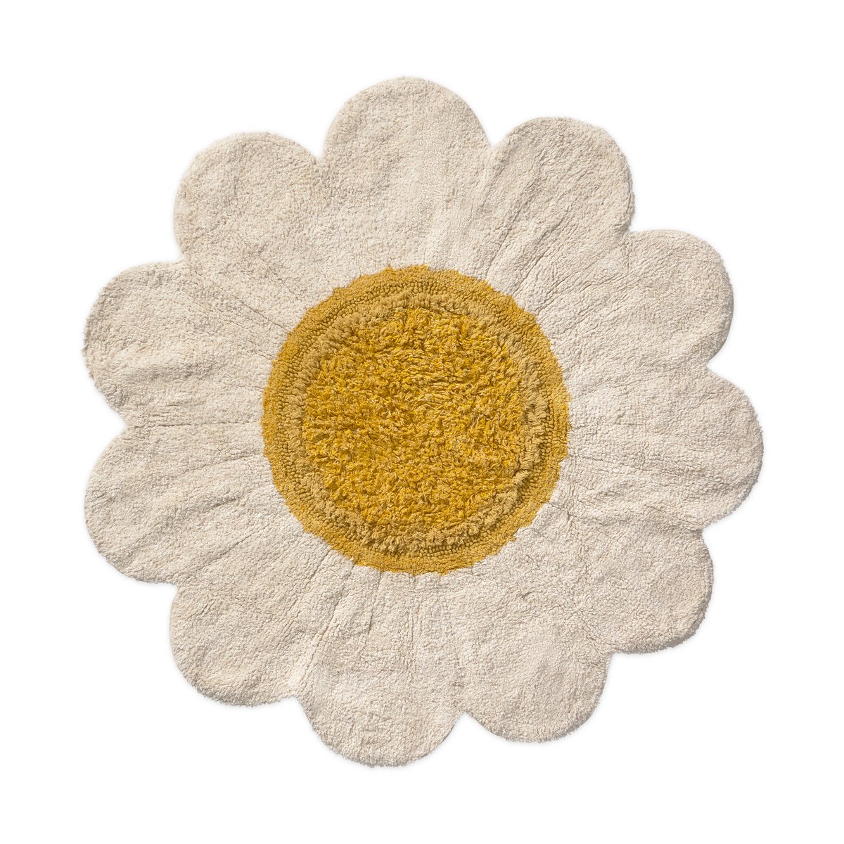 Tapis lavable Marguerite PETALS & PALS naturel, ivoire, miel foncé, moutarde, LORENA CANALS