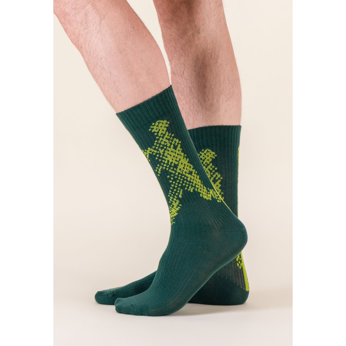 Lot de 2 chaussettes mi-hautes en coton Wilfried laser blanc jaune anis joueur vert fo, LE SLIP FRANCAIS