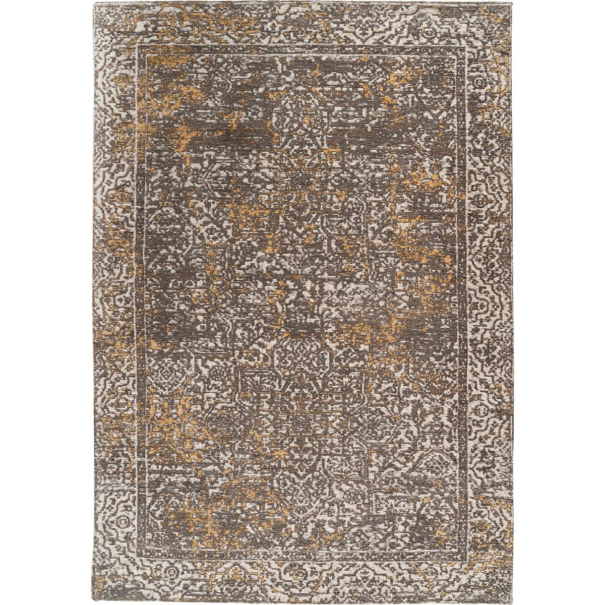 Tapis rectangulaire style oriental beige sable et gris taupe patiné, ARTE ESPINA