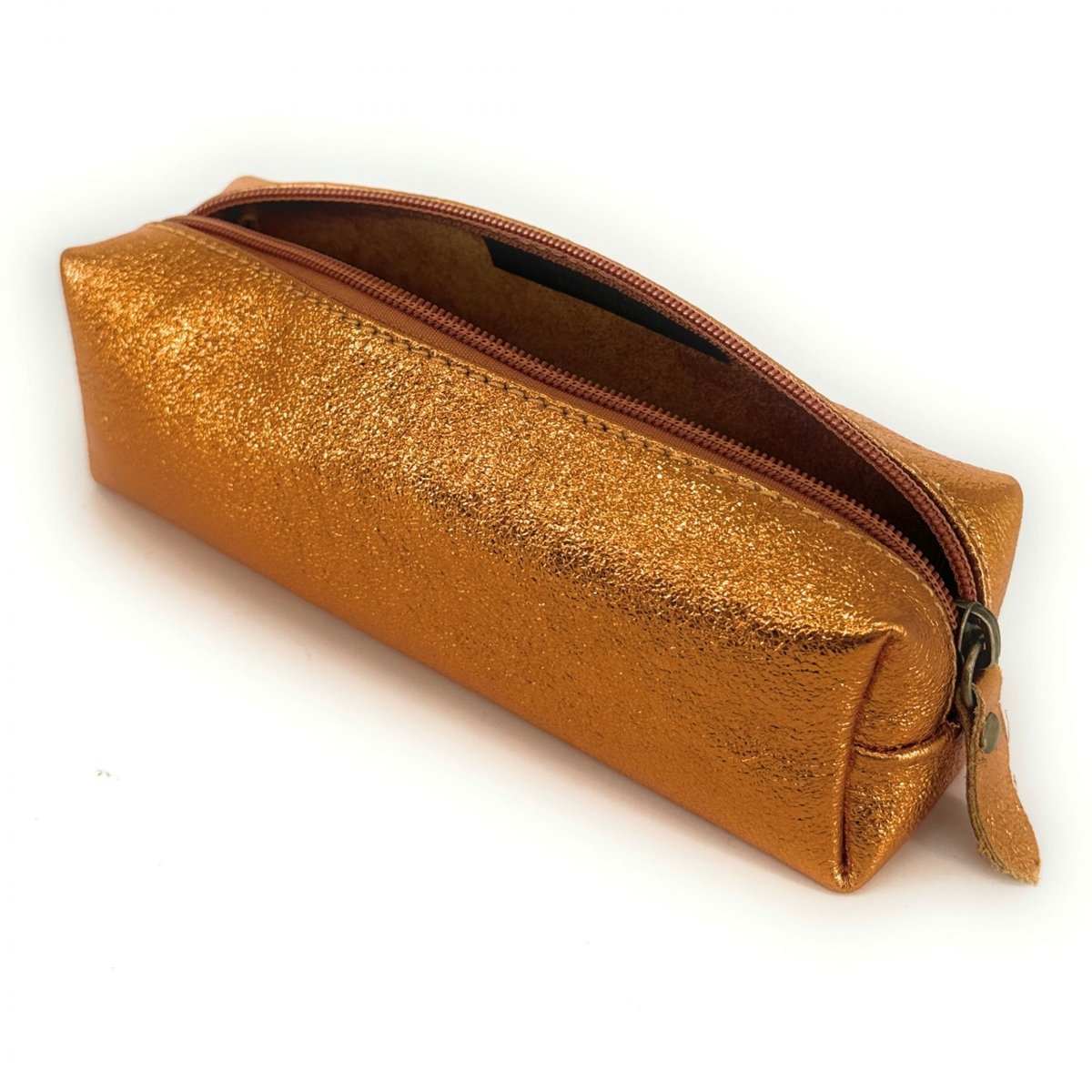 Trousse en cuir irisé TICTOC GLOW cuivre, OH MY BAG