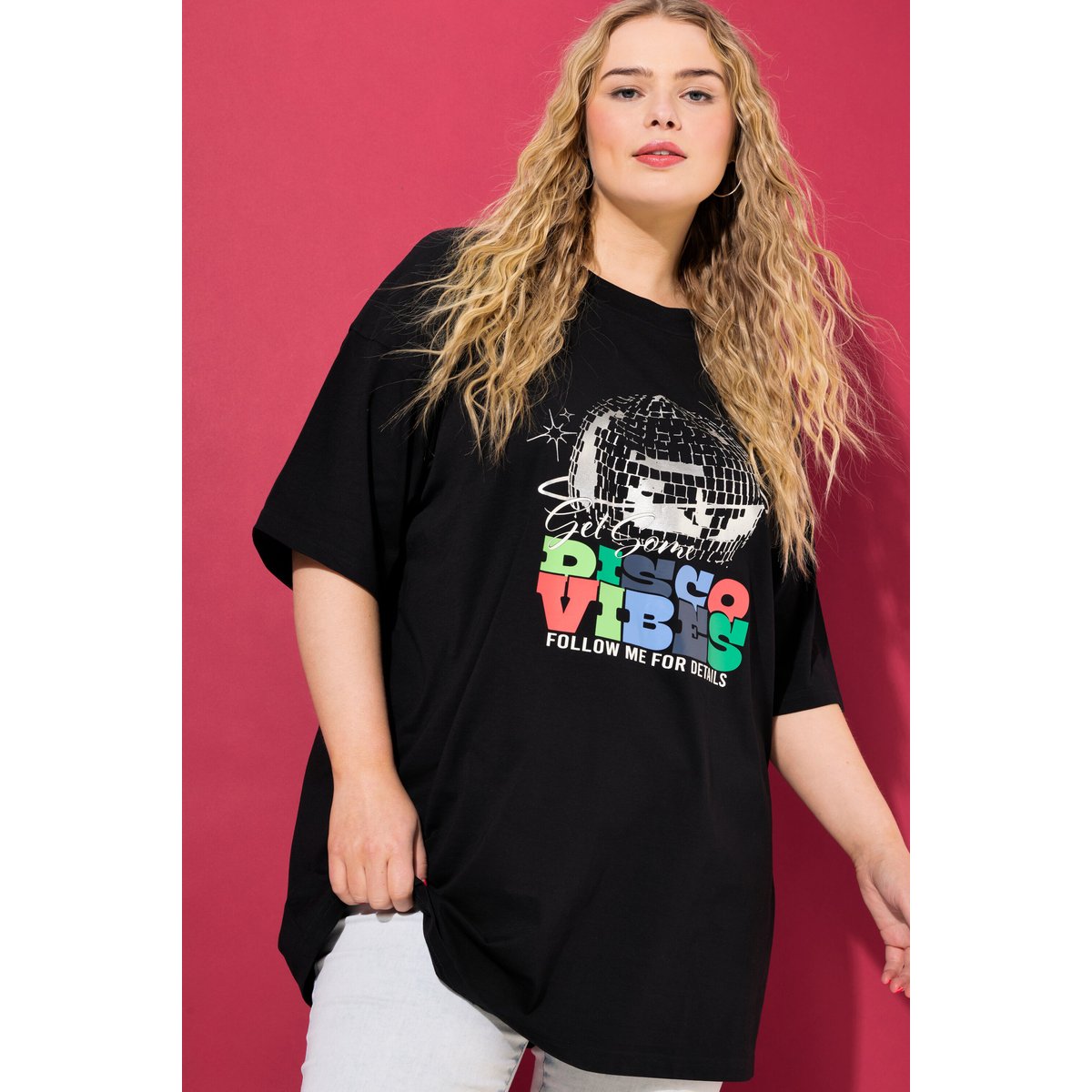 T-shirt oversized à manches courtes et col noir, STUDIO UNTOLD