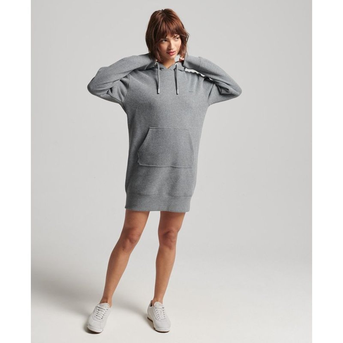 Robe sweat à capuche brodée Vintage Logo anthracite profond chiné, SUPERDRY