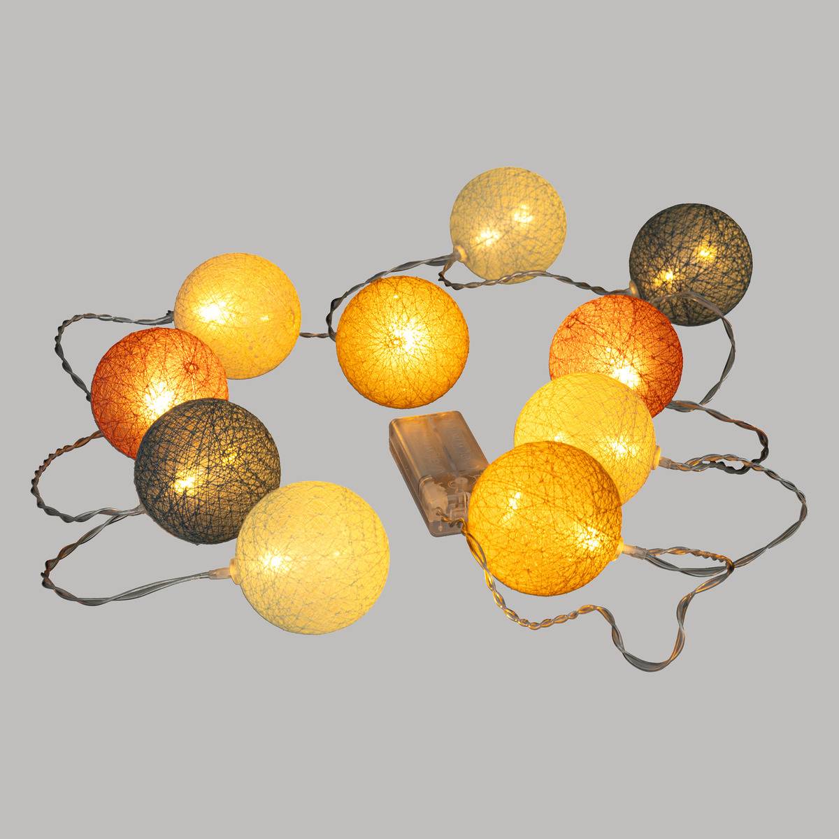 Guirlande LED à pile boules en coton tissé OYA multicolore, ATMOSPHERA FOR KIDS