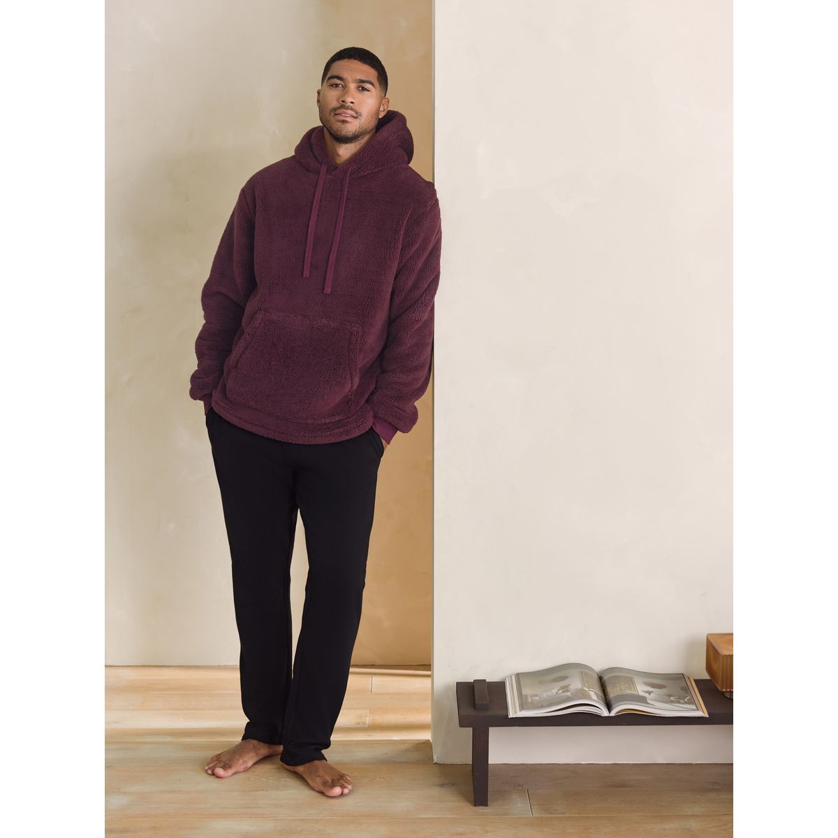 Sweat à capuche en imitation fourrure enfiler rouge bordeaux, NEXT
