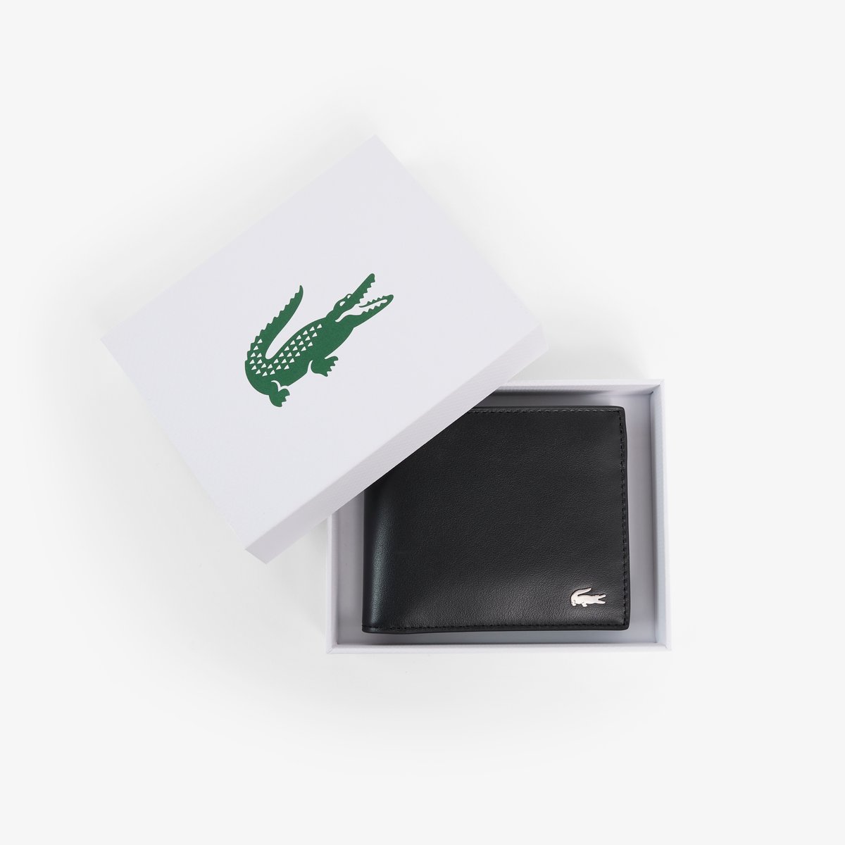 Portefeuille moyen FG en cuir noir-000, LACOSTE