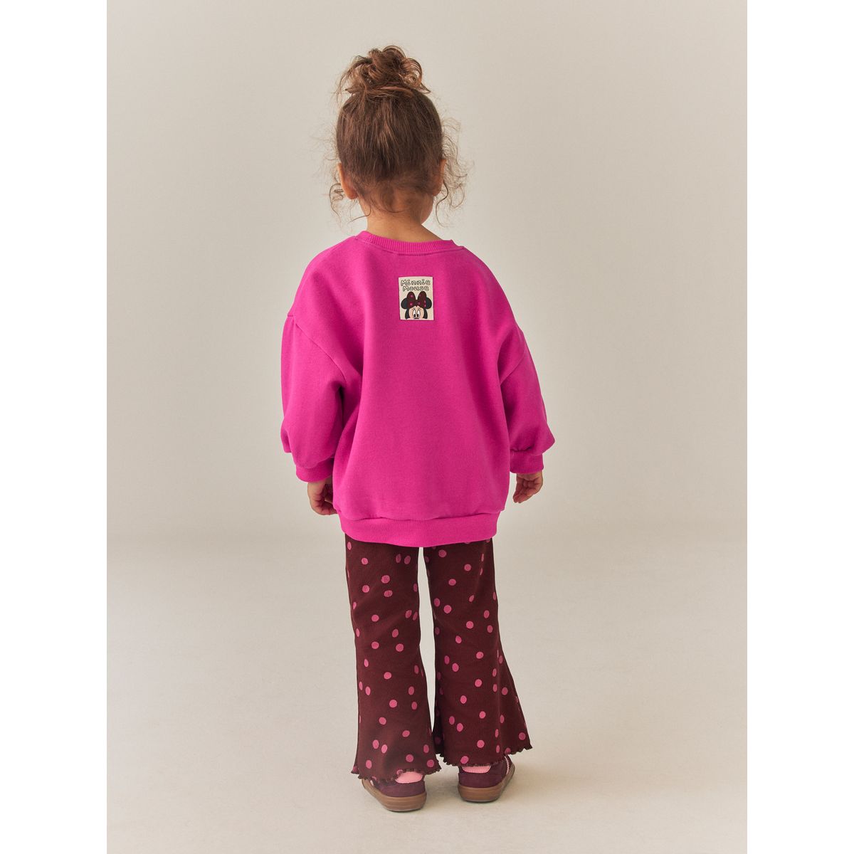 Ensemble sweat et pantalon évasé minnie mouse rose framboise à pois, NEXT