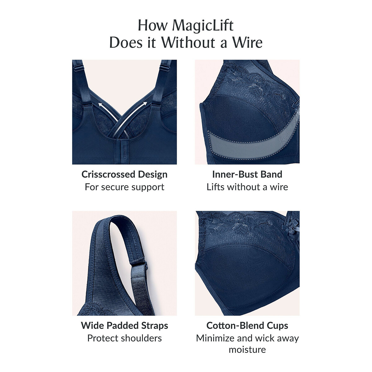 Soutien minimizador Magic Lift, sem armação branco, GLAMORISE