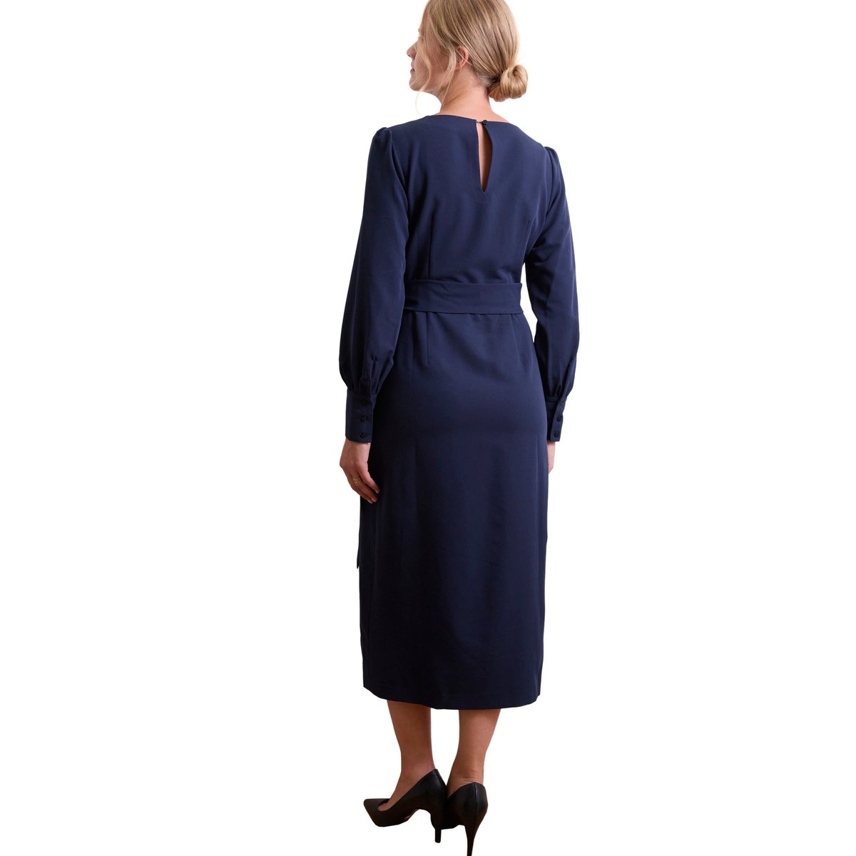 Robe longue de grossesse effet drapé marine, VERTBAUDET