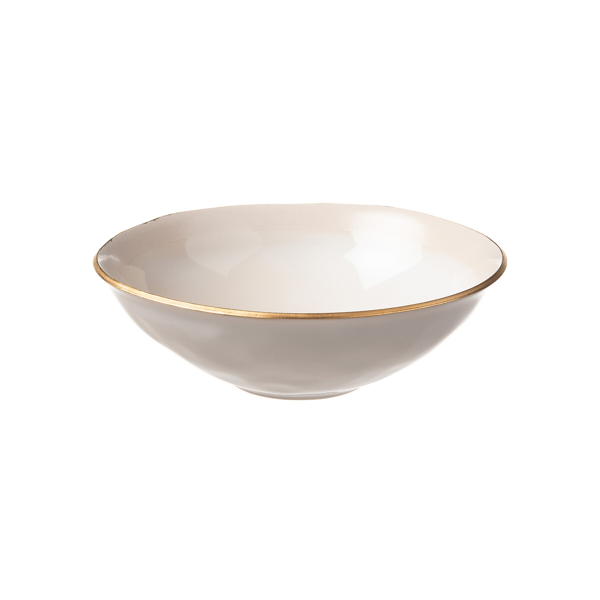 Lote de 2 Saladeiras 25 cm EDGE, NOSSE CERAMIC bege/dourado, NOSSE CERAMIC