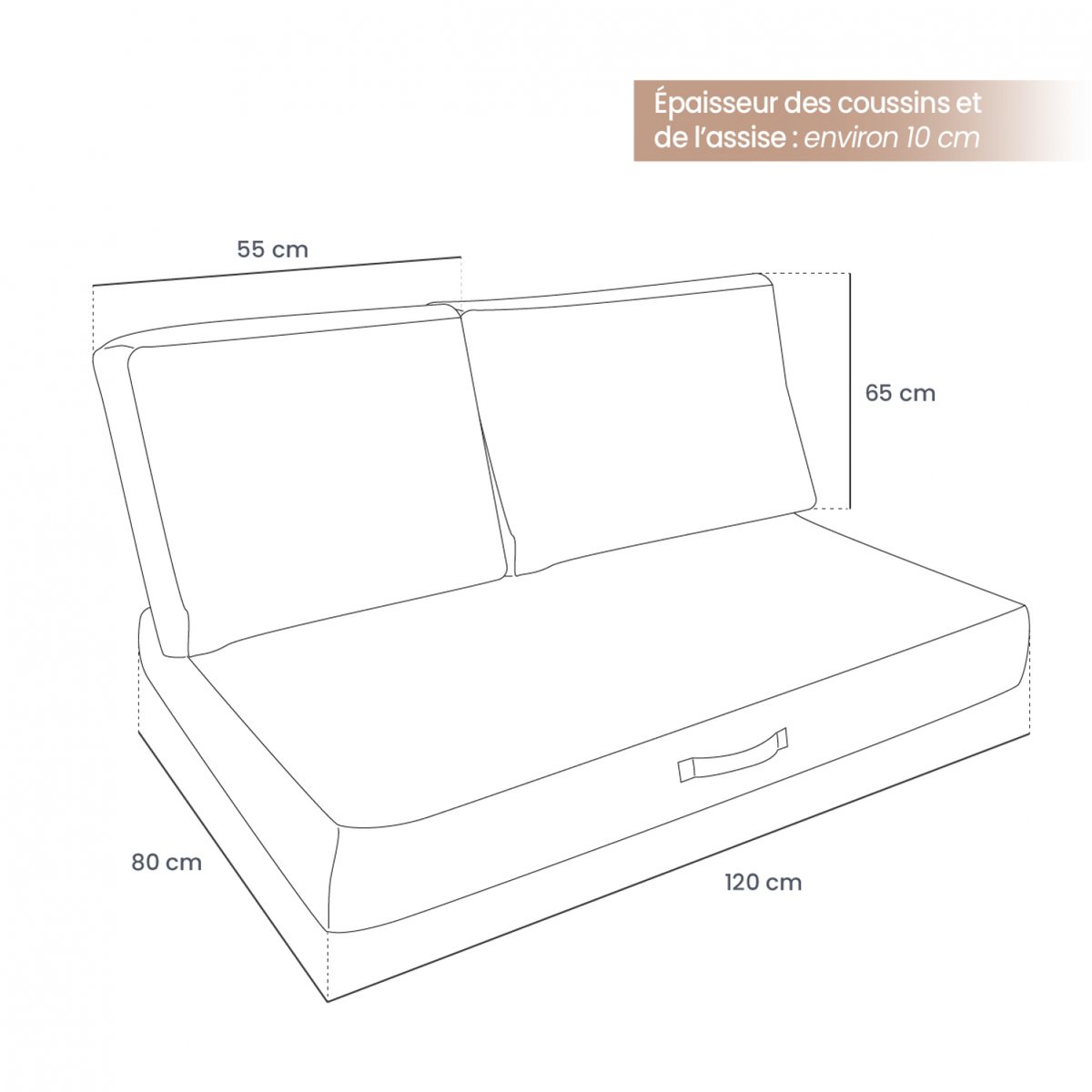 Kit de coussins pour palette déhoussables gris, LINXOR