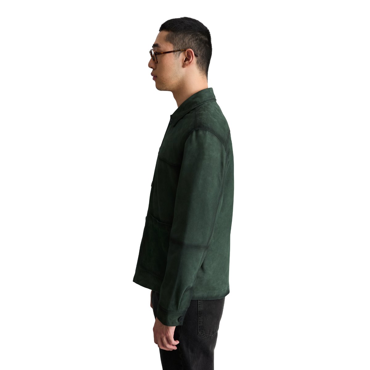 Veste en cuir régulière en cuir de chèvre souple vert foncé, MARC O’POLO DENIM