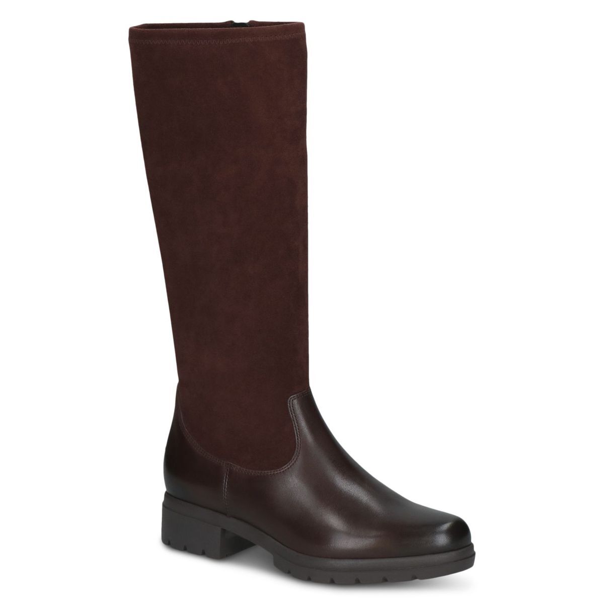 Bottes talon bloc marron foncé combiné, CAPRICE