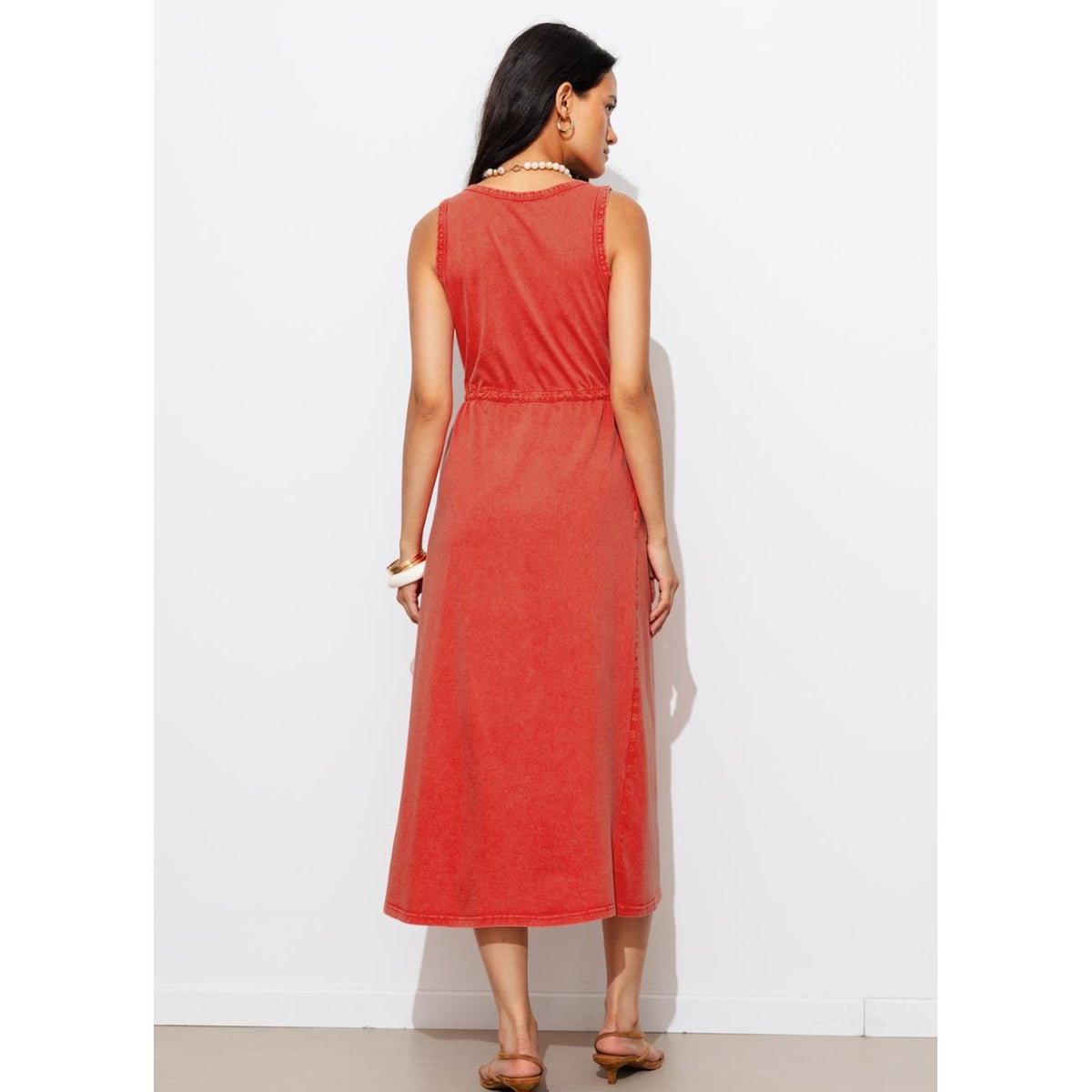 Robe-débardeur unie rouge, PROMOD