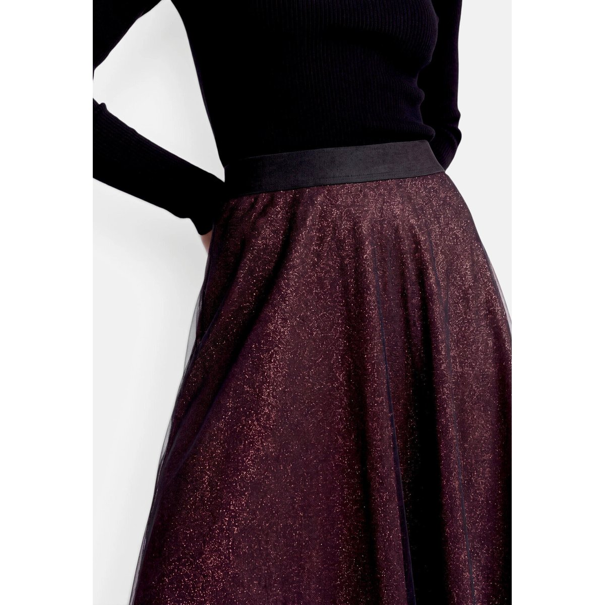 Jupe en tulle à taille élastique black/brown, ZERO