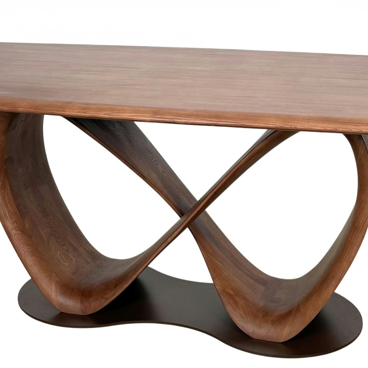 Table à manger bois de frêne à pied design ruban 260 cm ALDER marron, PIER IMPORT