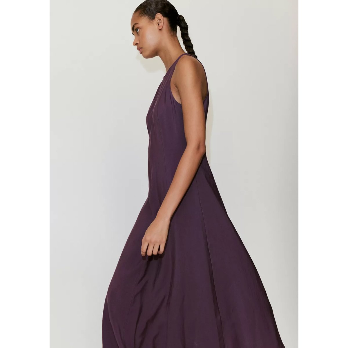 Robe évasée détail coutures violet, MANGO