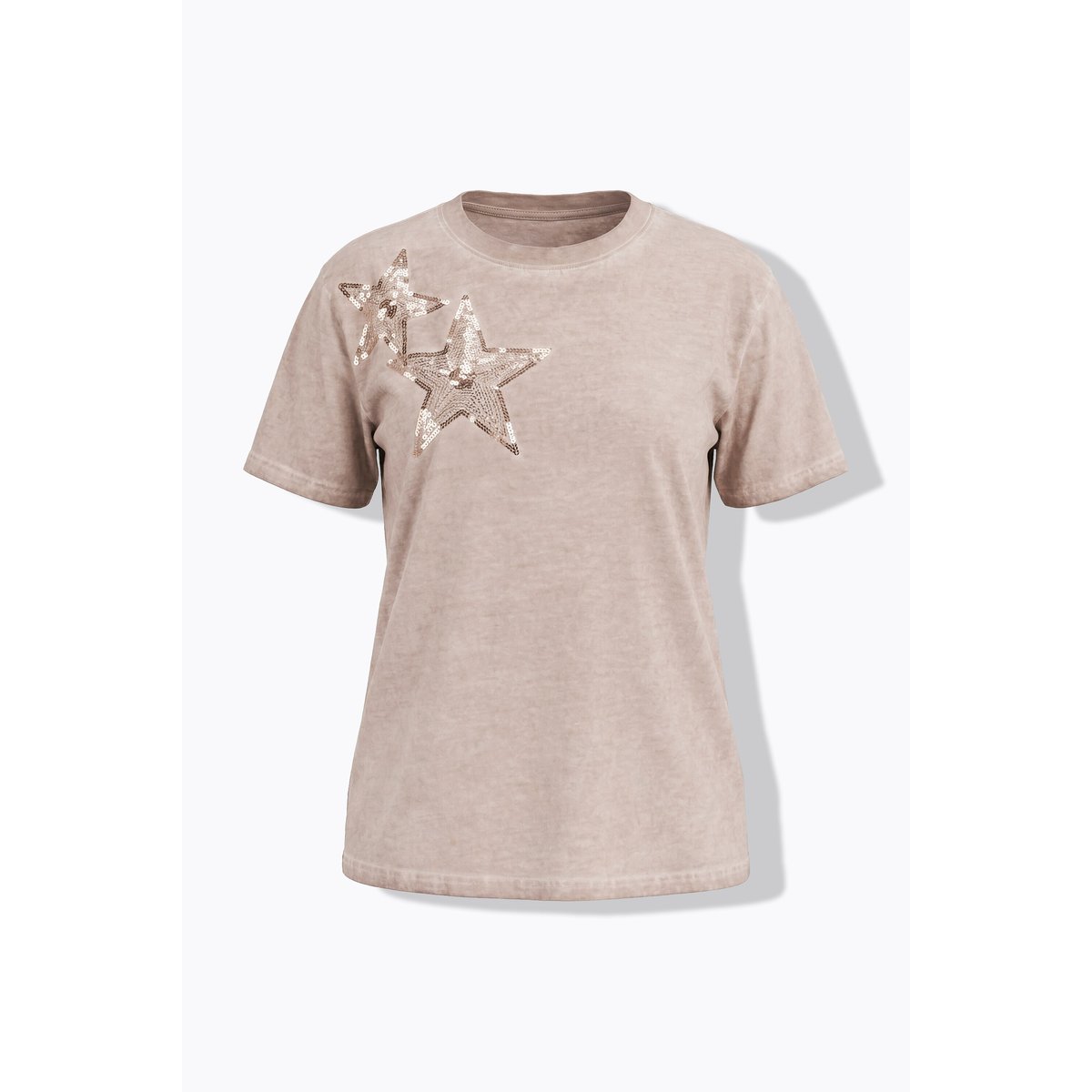 T-shirt oversize avec étoiles de mer beige, ULLA POPKEN