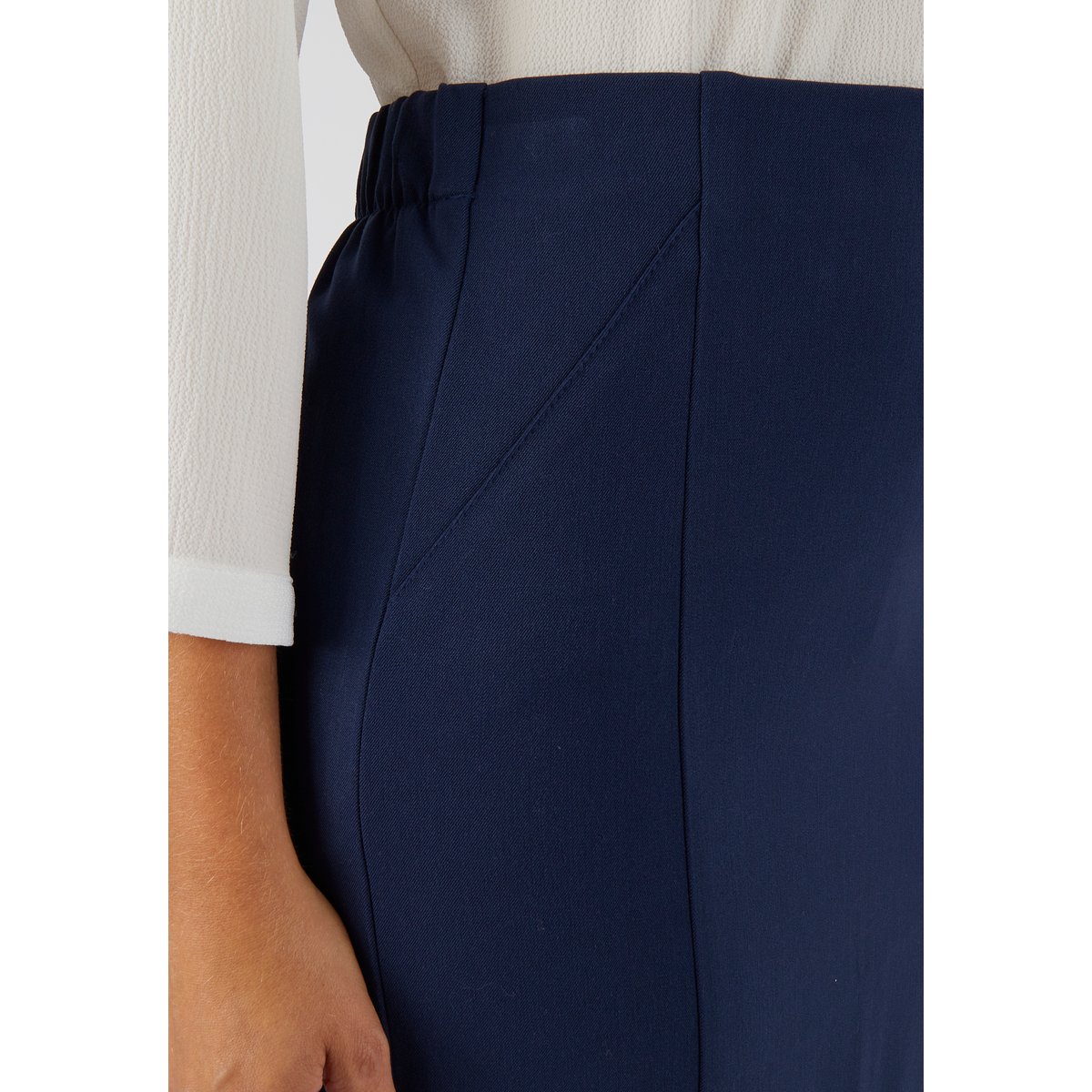 Jupe droite stretch bleu marine, DAMART