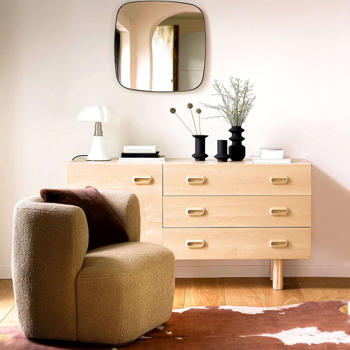 Fauteuil in bouclette, Nidou mokka , LA REDOUTE INTERIEURS