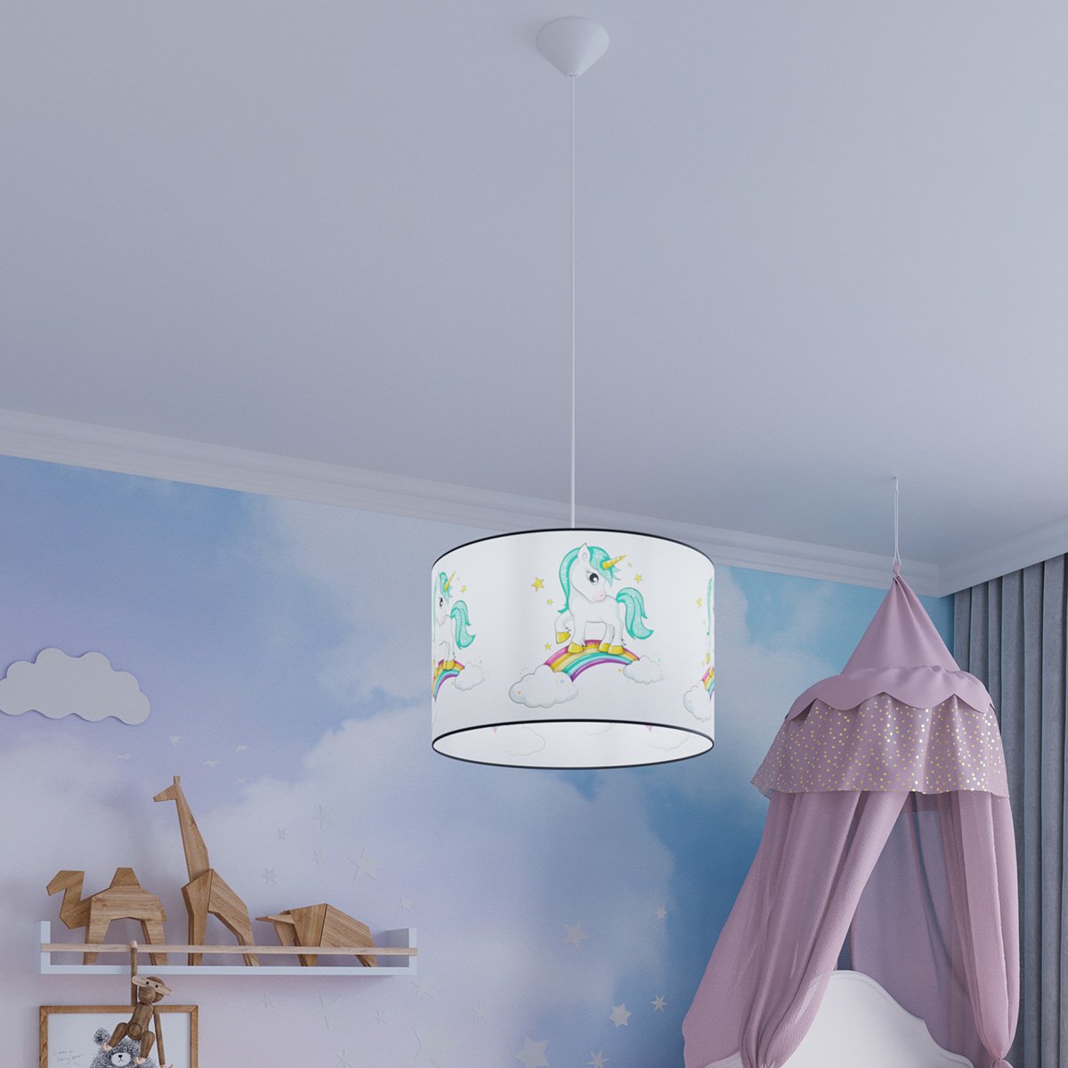 Suspension PVC Multicolore E27 1 Licorne 30 multicolore, EDEN