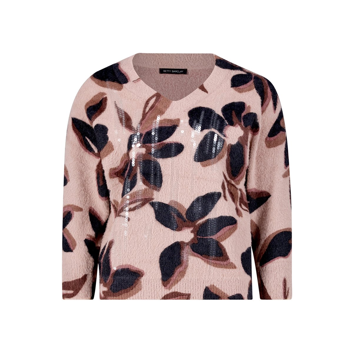Pull-over en maille à manches 3/4 rosé/black, BETTY BARCLAY