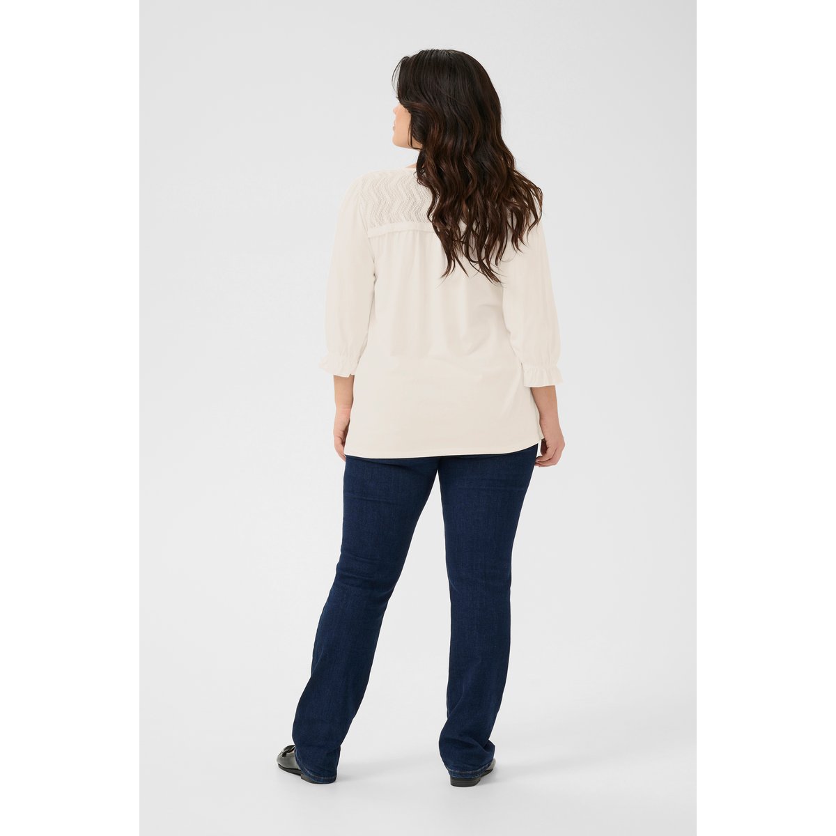 Blouse with long sleeve blanc chalk, KAFFE CURVE