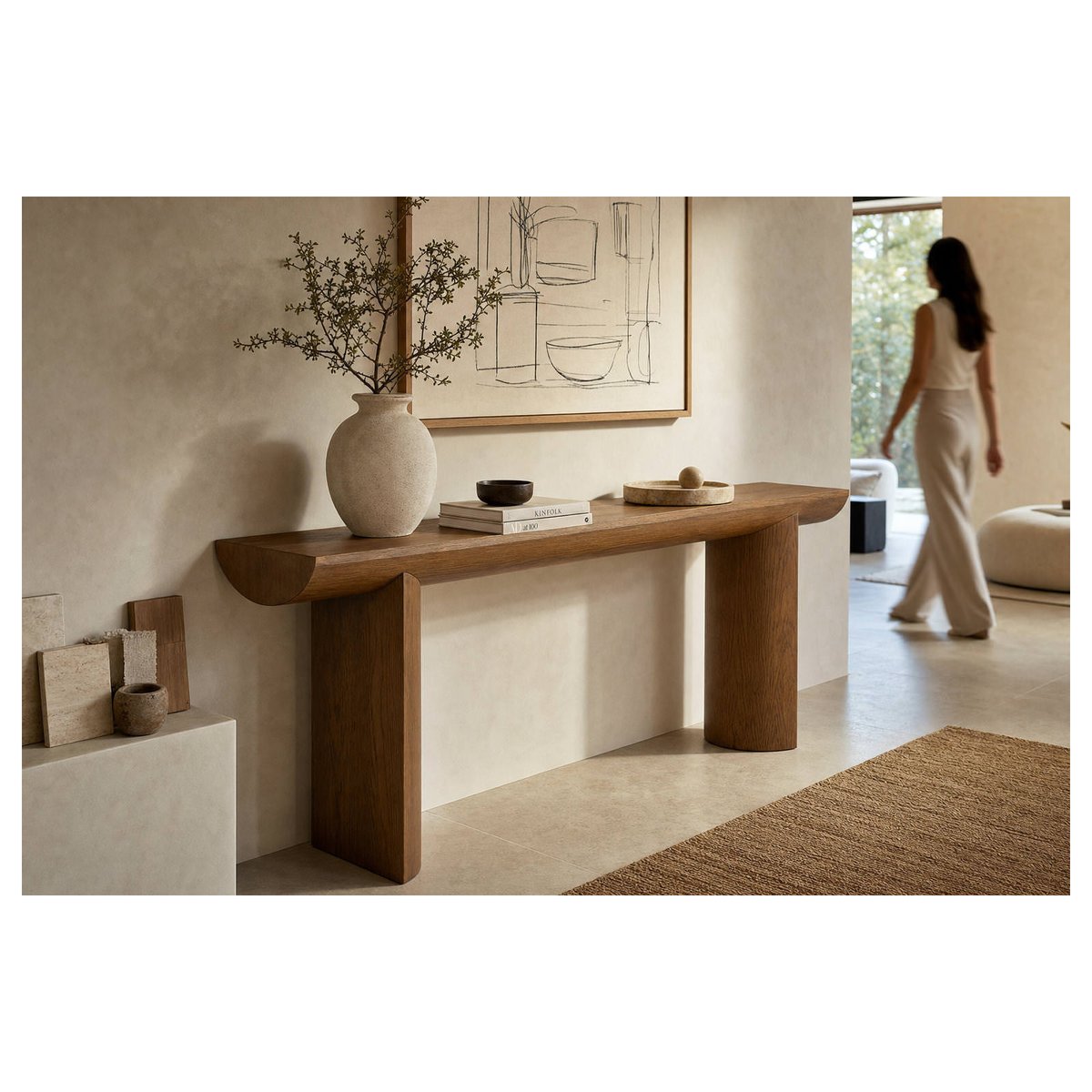 Console en frêne au design sculptural brun, RECOLLECTION