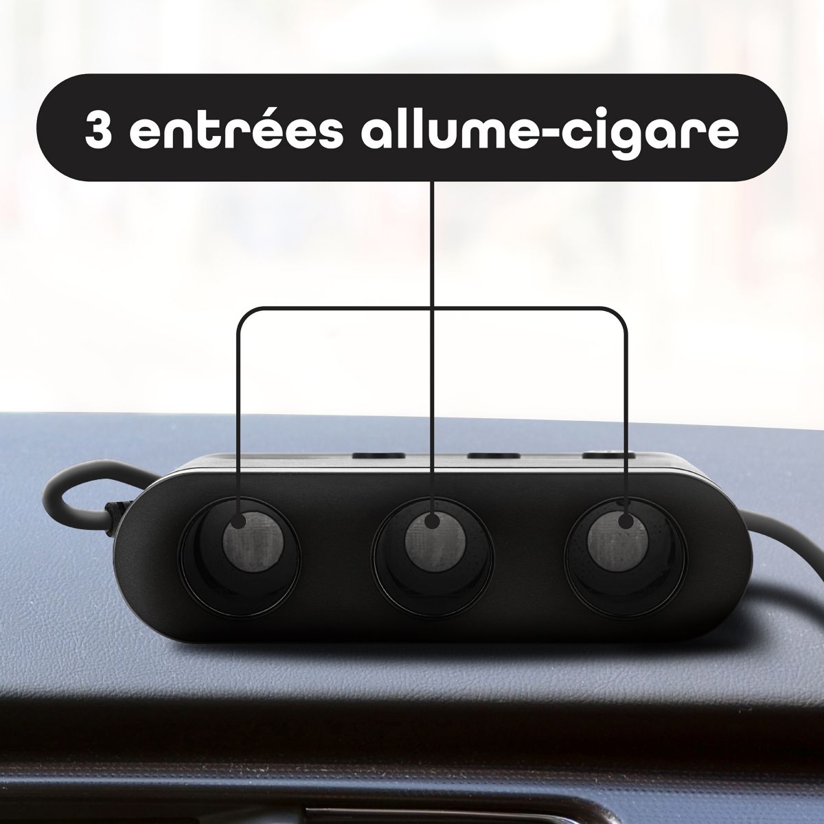 Chargeur allume cigare Station de charge 65W 7 en 1 USB-C noir couleur unique, TNB