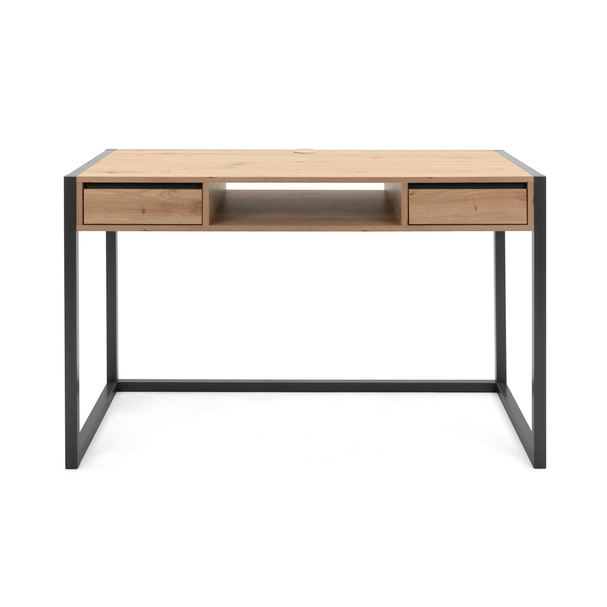Bureau de chambre effet bois 2 tiroirs 1 niche ALVA bois naturel, PIER IMPORT