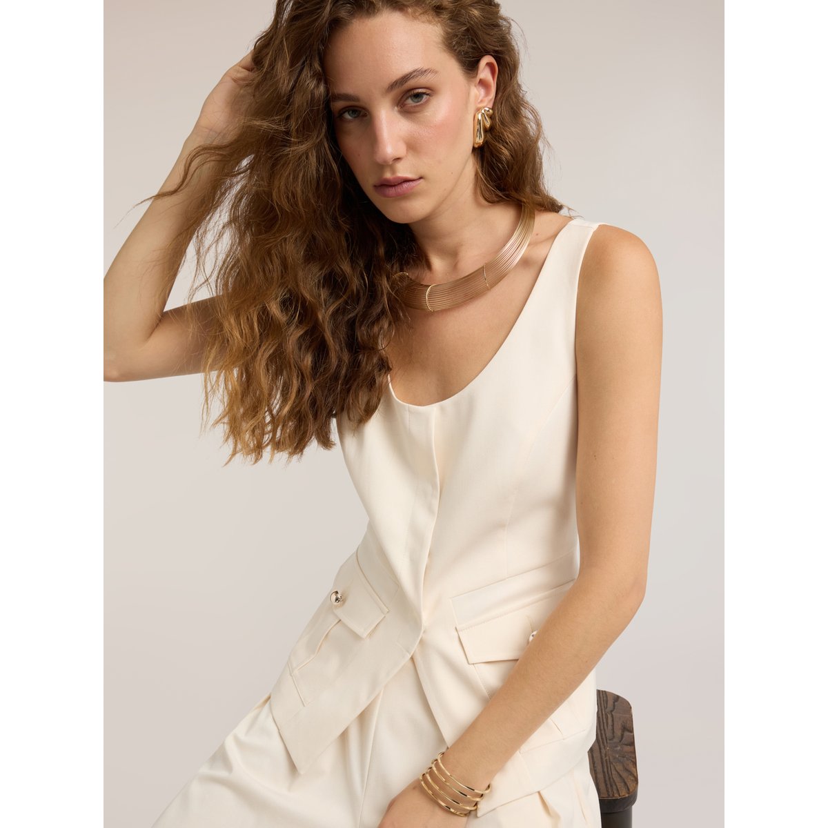 Gilet ajusté avec boutons blanc, MOTIVI