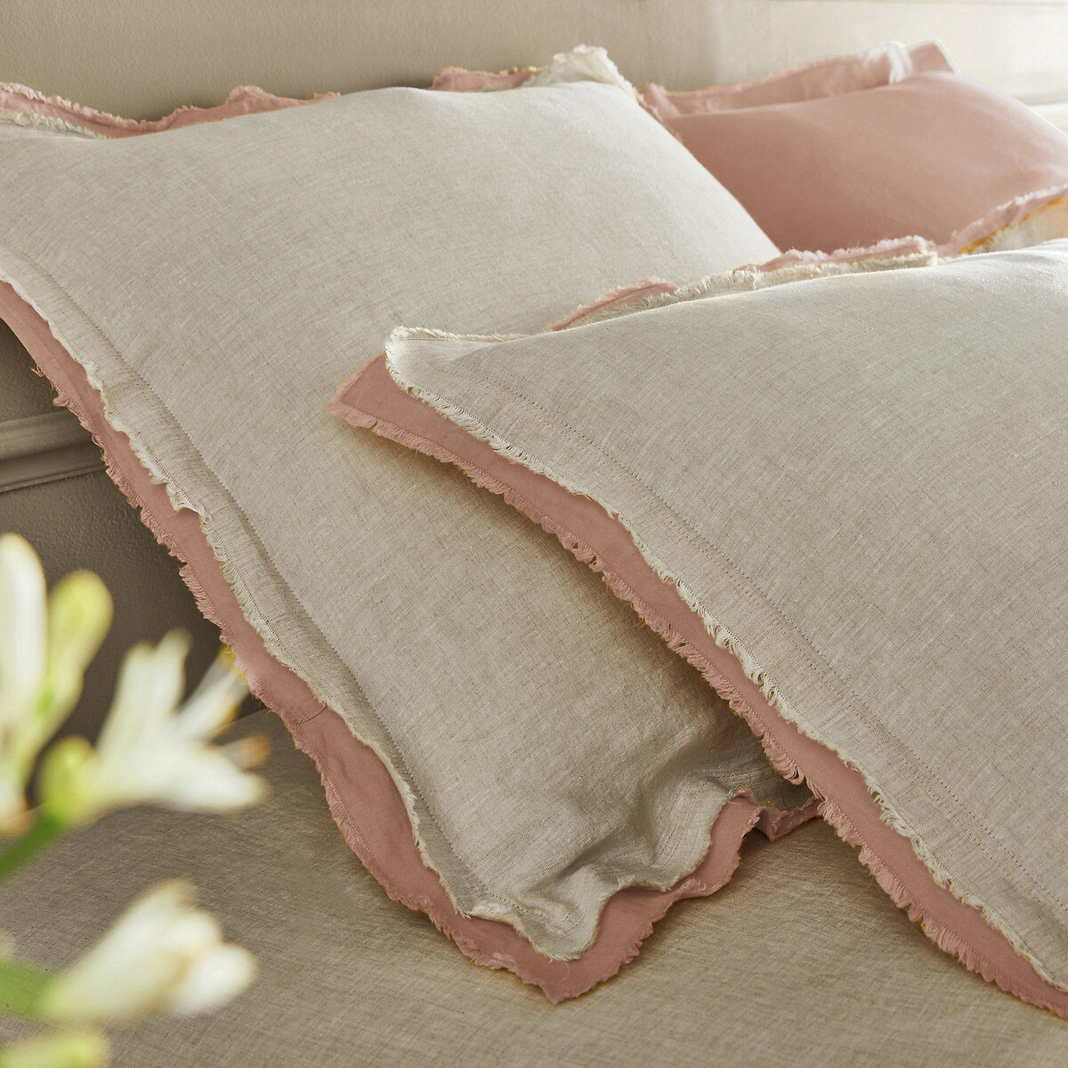 Alhanasia Washed Linen Duvet Cover with Double Fringe rosewood/natural, AM.PM