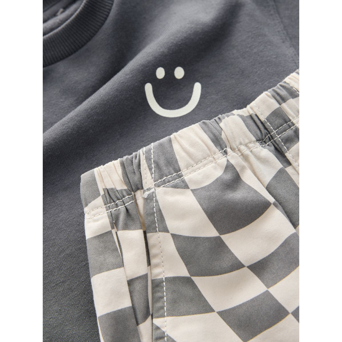 T-shirt manches longues, t-shirt et pantalon damier gris anthracite, NEXT