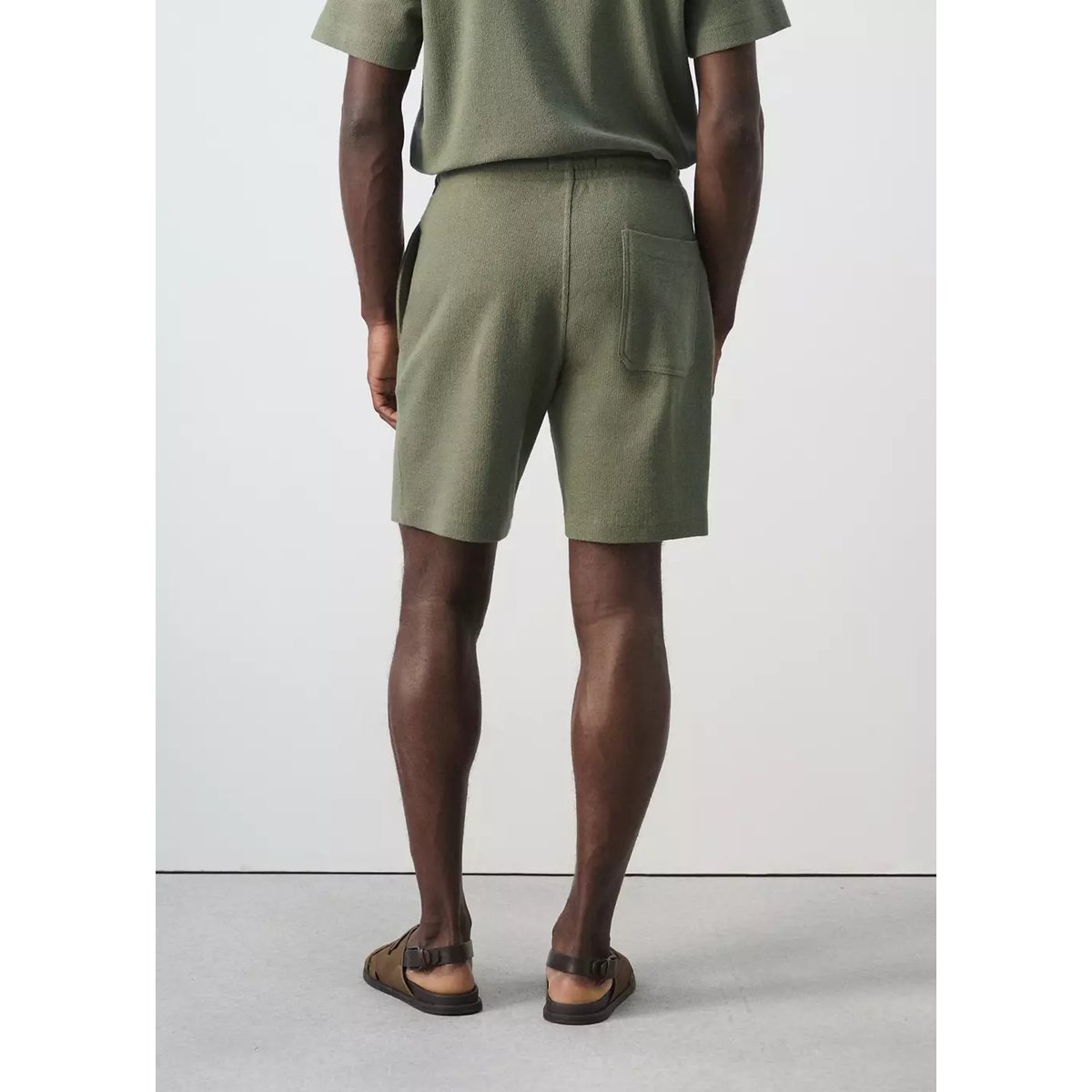 Bermuda coton texturé cordon vert forêt, MANGO MAN