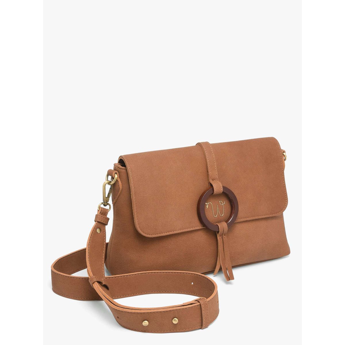 Sac bandoulière Verveine camel, WOOMEN