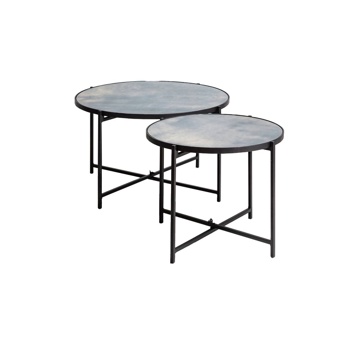 Table basse gigogne en verre FLORIAN noir, MADE IN MEUBLES 