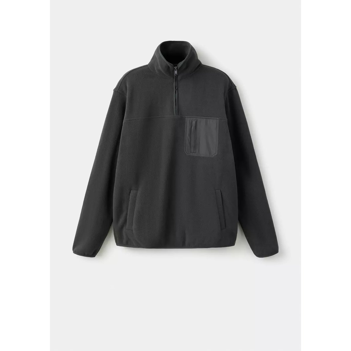 Sweat-shirt polaire col zippé gris anthracite, MANGO TEEN