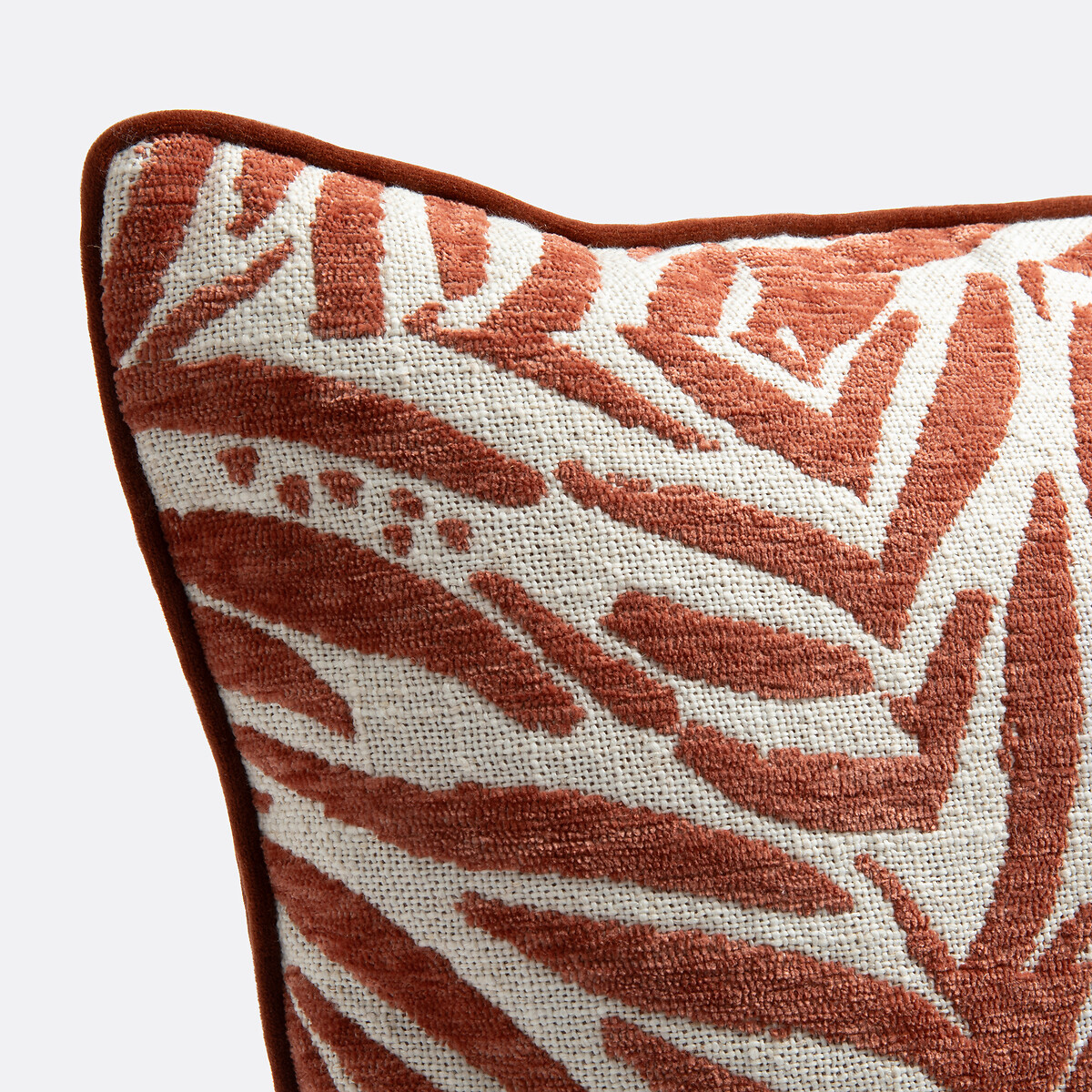 Housse de coussin 50x50cm, en jacquard, LEAN naturel/terracotta, LA REDOUTE INTERIEURS
