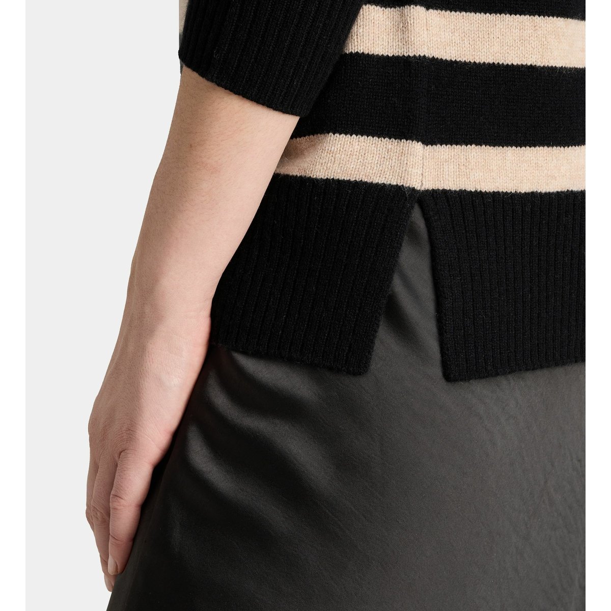 Pull droit delphine en laine beige et noir, GALERIES LAFAYETTE